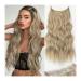 Hair Extensions Synthetic 4 Clip Invisible Wire Hair Extensions 22Inch Long Wavy Ash Brown mix Platinum Blonde One Piece False Hairpiece Hair Extension Hair Pieces 22inches 55cm
