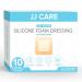 JJ CARE Silicone Foam Dressing 2x2 Pack of 10 Silicone Bandages for Wounds Waterproof Wound Dressing with Silicone Adhesive Border Absorbent Bed Sore Bandages for Wound Care 2x2 Inch (Pack of 10)
