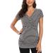 Love2Mi Maternity Nursing Shirt | Short Sleeve V-Neck Breastfeeding T-Shirt | Pregnancy Top - Dark White Stripe - Buy Online on GoSupps.com