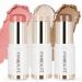 Trio Contour Sticks Set Highlighter Stick & Bronzer Stick & Blush Stick for Cheek+Lip Highlight and Contour to Create a Natural Dewy Makeup Look for Light| Set of 45g/1.6fl.oz H03-Light- Champagne+Peach+Light 0.53 Fl Oz (Pack of 3)