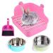 PINVNBY Rabbit Litter Box for Cage Bunny Corner Litter Bedding Box Small Animal Litter Pan Hanging Pet Bowls Cage Potty Trainer Pet Toilet for Rabbit Bunny Guinea Pigs Chinchilla Ferret Small Animals Pink