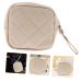 Healeved leather bracers mini makeup kit storage bag mini lipsticks Multifunction storage leather period pouch zip lock organizer portable mini cosmetic bag Pads handbag Beige 13x13cm