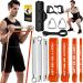 Resistance Band Bar 500 LBS Load Strength Training Bar with 4 Heavy Resistance Bands with Bar for Chest Press Deadlift Squats Curl Workout Bands with Handles Portable Home Workout Equipment Multifunction | Detachable Bar( 38.58 )| Silver
