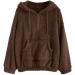 Bigfanshu Womens Fluffy Hoodie Sweatshirt Thicker Warm Jumper Hooded Pullover Pocket Zipper Loose Top Blouse Brown - Buy Online on GoSupps.com