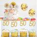 19-Piece Golden Wedding Cake Topper Set | 50th Birthday Decoration | Glitzy Torten Deko for Golden Years Celebration - Buy Online on GoSupps.com