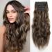 YDDM Hair Extensions Clip in Extensions Wavy hair extension with clips full of heads like real hair hair exension clips cheap clip extensions synthetic hair part for women (20 inch 4pcs) 20 inch p8d/22#