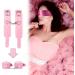 Punk Leather Wrist Handcuffs Satin Blindfold Fluffy Handcuffs Bracelet Handcuffs Prop Cosplay Costume Props Adjustable Chain and Satin Sleeping Mask Eye Mask for Halloween Cosplay (Pink) - Buy Online on GoSupps.com