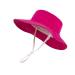 LANGZHEN Beach Sun Protection Hat for Baby Girls Adjustable Toddler Kids Hat Wide Brim Summer Play Hat with Chin Strap Rose XL