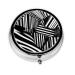 Black and White Geometric Linesround Pill Box 3 Compartment Round Pill Box Organizer Portable Travel Pill Box for Traveling.