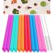 Angled Tips 12 Pcs Reusable Boba Straws and Smoothie Straws with 1 Storage Bag and 2 Brushes, BPA Free Food Grade