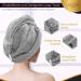 LUXTOGO Fast Dry Hair Towel - 100% Cotton Hair Turban | Super Absorbent & High Quality Gray Turban with Button & Elastic - 1 Piece - Buy Online on GoSupps.com