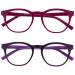 Opulize Blu - Reading glasses Blue light filter 2 Pack Cool Radio Share hinges improve the sleep computer gaming reflective men women bb5-13 +0.00 diopttria pink / purple