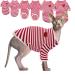 Hairless cat cotton clothing breathable summer t-shirts stripes vest pet clothing soft skin-friendly cat-friendly cat clothing cat pajama jumpsuit for sphynx cornish rex devon rex m (5.5-6.6lbs) red