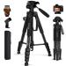 ZIKZOK 75 Inch Camera Tripod, Lightweight Travel Aluminum Cell Phone Video Tripod for DSLR/SLR/DV/GoPro/iPhone with Bag (Weight 2.8Lbs/Load 11Lbs) Black