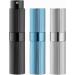 Toureal 8 ml 3 pieces aluminium perfume atomiser refillable empty pinstripe perfume atomiser travel atomiser bottle for on the go (black silver blue)