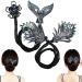 2Pcs Whale Tail Rhinestone Flower Hair Clip Rhinestone Flower Hair Clip Lazy Hair Curler Deft Bun Maker New French Whale Tail Twist Bun Hairstyle Shaper (Feather+Fishtail)