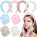 Jexine 4 Set Spa Headband and Wristbands for Women Face Washing  4 Pcs Cute Sponge Headbands for Makeup 8 Pcs Microfiber Wrist Wash Towel Band for Girls Washing Face Skin Care Wristbands