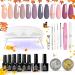 Beetles Gel Nail Polish Kit with U V Light Starter Kit Fall Gel Polish Soak Off Nude Gray Purple Mauve Light Pink Gel Polish LED Nail Lamp Base Gel Top Coat DIY Home Gift for Her 0-6 Colors-Lover in Purple
