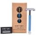 Parker Butterfly Open Safety Razor and 5 Parker Premium Double Edge Blades (Blue)