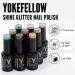 YOKE FELLOW Glitter Gel Nail Polish 10ML - Sparkly Holographic Soak Off UV LED Cured - Silver | Perfect Lady Gift - Buy Online on GoSupps.com