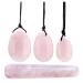 JSDDE YONI EIER MASSAGESTAB Four Set drilled with unusual silk cord & instructions Egg massage stone crystal healing for PC muscles exercises rose quartz