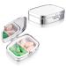 Sibba 2 Compartment Pill Box Stainless Steel Travel Box Organizer for Tablets and Prescriptions Cute Pill Organizer Box Multi-Functional Moisture Proof Pill Box for Purse & Pocket