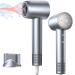 Hair Dryer 110 000RPM High Speed Ionic Blow Dryer for Fast Drying 6 Temps & 3 Speeds Low Noise Hair Dryer wih LED Display Portable Hairdryer wih Magnetic Nozzle for Home & Travel (Gray)