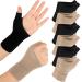 SATINIOR 6 Pairs Thumb Arthritis Compression Gloves Breathable Wrist Support Brace Fingerless Glove with Gel Hand Pads for Men Women Carpal Tunnel Joint Relieve Pain  Large (Black  Beige)
