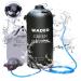 WADEO Upgraded Camping Shower, 12L 3 Gallons Portable Pressure Camping Shower Bag with Screw Lid, Pressure Foot Pump and Shower Nozzle for Beach Camping Swim Travel Hiking Trip Black