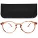 MAGIMODAC Women Computer Reading Class Blue Filter Light around Oval Reading Brille Computer Glasses With Lawy Reading Aid Visual Aid Transparent Dark Brown 4.0 Dioptries