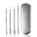 4 PCS Cuticle Pusher and Cutter Set Double End Nail Cuticle Remover Tool Stainless Steel Manicure Pedicure Kit in Tin Box Pinkiou Nail Art Remover Tools 4 Count (Pack of 1)