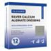 DILUMAMED Silver Calcium Alginate Wound Dressing 4x4(Pack of 12) High Absorption Bandage Patch for Bed Sore Pressure Sore Leg Ulcer Diabetic Foot Wound Care