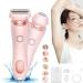 Elorixa Shaver Livora Electric Razor Livora Razor 2 in 1 Hair Trimmer Women Ipx7 Waterproof Wet & Dry Use Shaver with Digital Display for Armpit Leg (Pink)