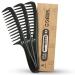 Nimxy Pink Wide Tooth Comb for Curls 3 Pcs - Curl Comb with Comfortable Handle for Detangling Medium to Long Wet and Wavy Hair - hairdressing & Styling Comb (3Pc Black Wide Tooth)