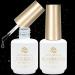 UNA GELLA Gel Base Top Coat Set, 2PCS 15ML Gel Top Base Coat Gel Polish U V for Gel Nail Polish, Diamond Shiny, Protects Nails Healthy, Clear Gel Base Coat & No Wipe Top Coat for DIY Nail Art Home