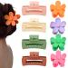 8 Pcs Large Hair Claw Clips Flower and Rectangle Matte Claw Clips Non-Slip No Broken Clamps Hair Hold Clip for Women Thin Hair and Thick Hair Flower:Pink/Lavender/Green/Orange Square:Light Pink/Off white/Blackish green/R...