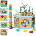 Jacootoy's wood activity cubes 7-in-1 wood motor cubes Pedagogical pearl labyrinth sorting toys for children babies young girls