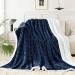 Blue Sherpa Throw Blanket Queen Size 90x90 - Cozy Reversible Fleece Blanket for Couch & Bed - Buy Online on GoSupps.com