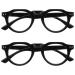 Opulize Rio Reading glasses with blue light filter - flattened frame - women & men - spring hinges - B53-1 +2.00 Magnification glossy black - 2 -pack