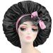 Satin Silk Extra Large Jumbo Adjustable Double Layer Reversible Hair Cap for Women - Pink Black&Pink - Buy Online on GoSupps.com