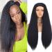 Xtrend 26 Inch Kinky Straight Yaki Headband Wig Long Straight Yaki Synthetic Black Hair Natural Looking Headband Attached Glueless Wigs Easy to Wear for Black Women 1B# 26 Inch (Pack of 1) A-Black#