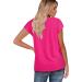 Jescakoo Women's Short Sleeve Square Neck Twist Front Casual T-Shirt - D-Hot Pink XL - Buy Online on GoSupps.com