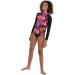 Speedo Girls Printed Long Sleeve Sun Protection Rash Top - 11-12 Years - Black/Pink | Best for Sun Safety & Comfort - Buy Online on GoSupps.com