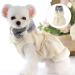 Small dogs Dog Dress Flower Print Dress-up Soft Texture Pet Dogs Princess Dress Scarf Set for Outdoor - Beige S