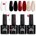 TOMICCA Gel Nail Polish Set - Glitter Red Gold White Black Gel Polish Set Soak Off UV Nail Lamp LED Cured Nail Art Design Gel Nail Kit Christmas Gifts for Women Simplicity