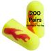 3M Ear Plugs  200 Pairs/Box  E-A-Rsoft Yellow Neon Blasts 312-1252  Uncorded  Disposable  Foam  NRR 33  Drilling  Grinding  Machining  Sawing  Sanding  Welding  1 Pair/Poly Bag 200 Pair (Pack of 1) Yellow