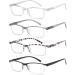 EYEURL 4-Pack Half Reading Glasses for Women | Rectangle Blue Light Glasses | Spring Hinge Readers for Men | 2.75 x Magnification - Buy Online on GoSupps.com