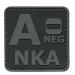 Blackout Subdued ANEG A- NKA Blood Type No Known Allergies Tactical Morale PVC Rubber Fastener Patch
