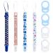 Aolso Baby Dummy Pacifier Holder Clip Adapter 4pcs Baby Pacifier Chain with 4pcs Adapters Silicone Ring Adapter Baby Pacifier Holder Soother Clip Chain Straps with Plastic Clasp Baby Teething Toys 4pcs-blue/white