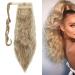 20 Inch Real Long Corn Wave Ponytail Clip in Hair Extensions Magic Paste Wavy Wrap Around Ponytail Hairpiece for Women Sandy Blonde & Bleach Blonde Sandy Blonde & Bleach Blonde 20 Inch